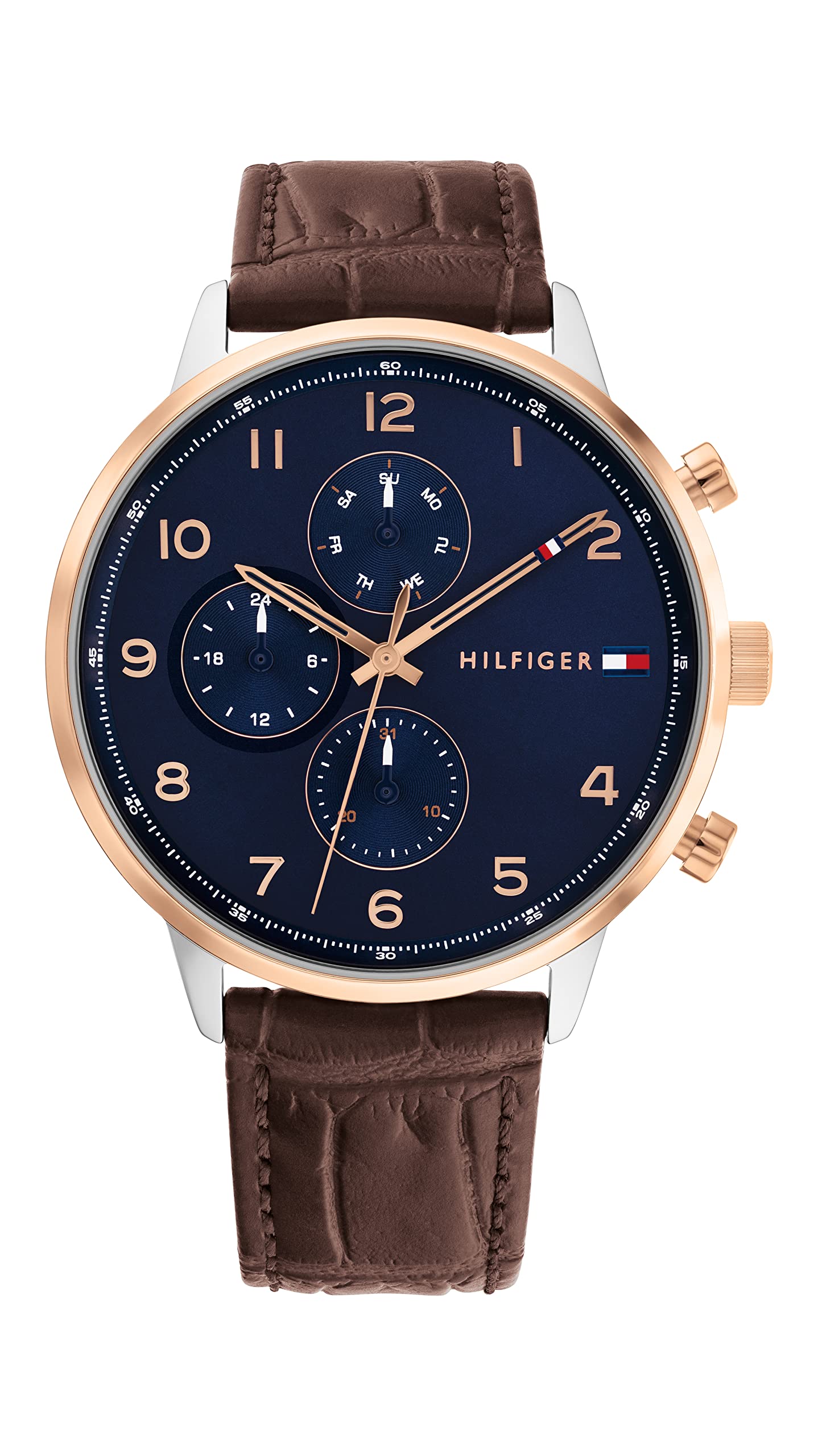 Tommy Hilfiger Reloj Analógico de Cuarzo multifunción para Hombre con Correa en Acero Inoxidable o Piel