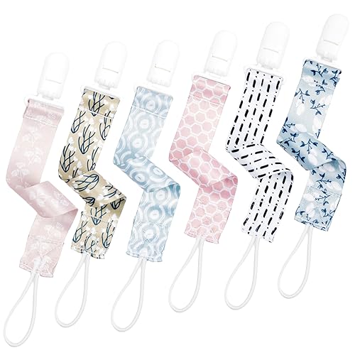 BUNNYBEE Juego de pinzas para chupete con diseño floral de campo, paquete de 6 soportes para chupón, soporte para juguetes, lindos mordedores estilo