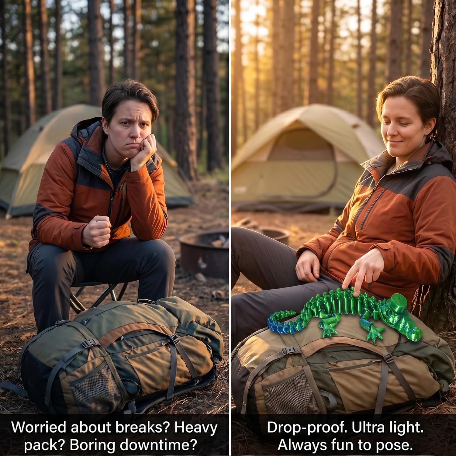 3D Printed Alligator for Outdoor: 32 Articulated Joints Comfortable to Fidget - Helper Stress-Relieving & Companion for Camping & Backpacking Trips - Travel Enthusiasts image 2