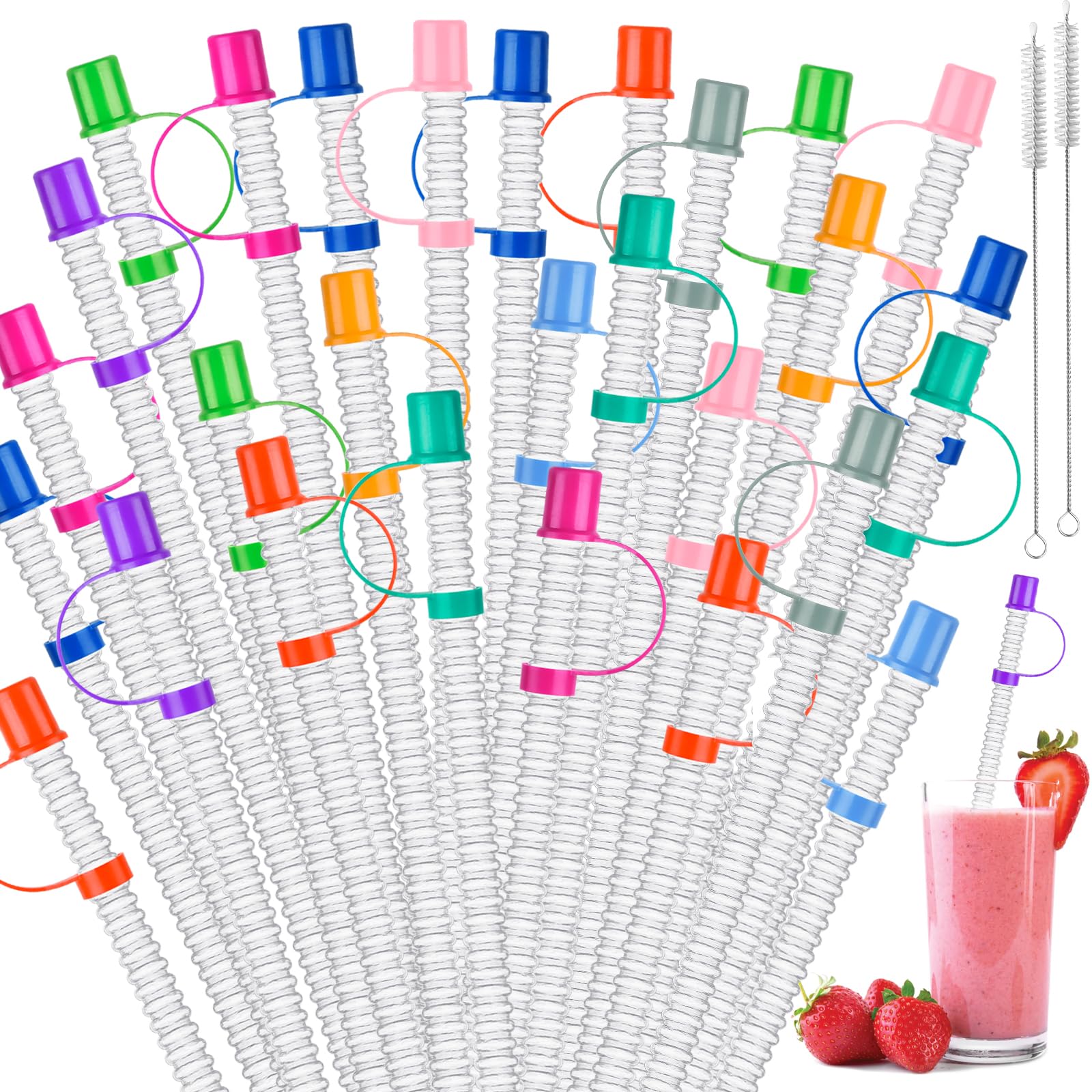 Pailles flexibles réutilisables Supkiir de 28 cm multicolores pour bouteilles d'eau