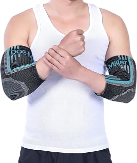 Doc Miller Elbow Compression Sleeve for Tendonitis – Medical Compression Support, Arm Brace for Tennis Injuries, Bursitis Relief Sleeve, Tendon Support for Active Use for Women & Men – 1 Pair