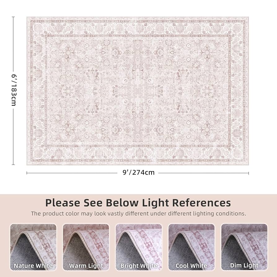 Amazon.com: Light Pink 6x9 Rugs for Bedroom Nursery Rug
