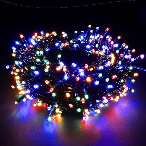 PMS Cadena de luces led, 100  1000 ledes, cable transparente con 8 efectos de luz, transformador de bajo voltaje incluido, ideal para Navidad,