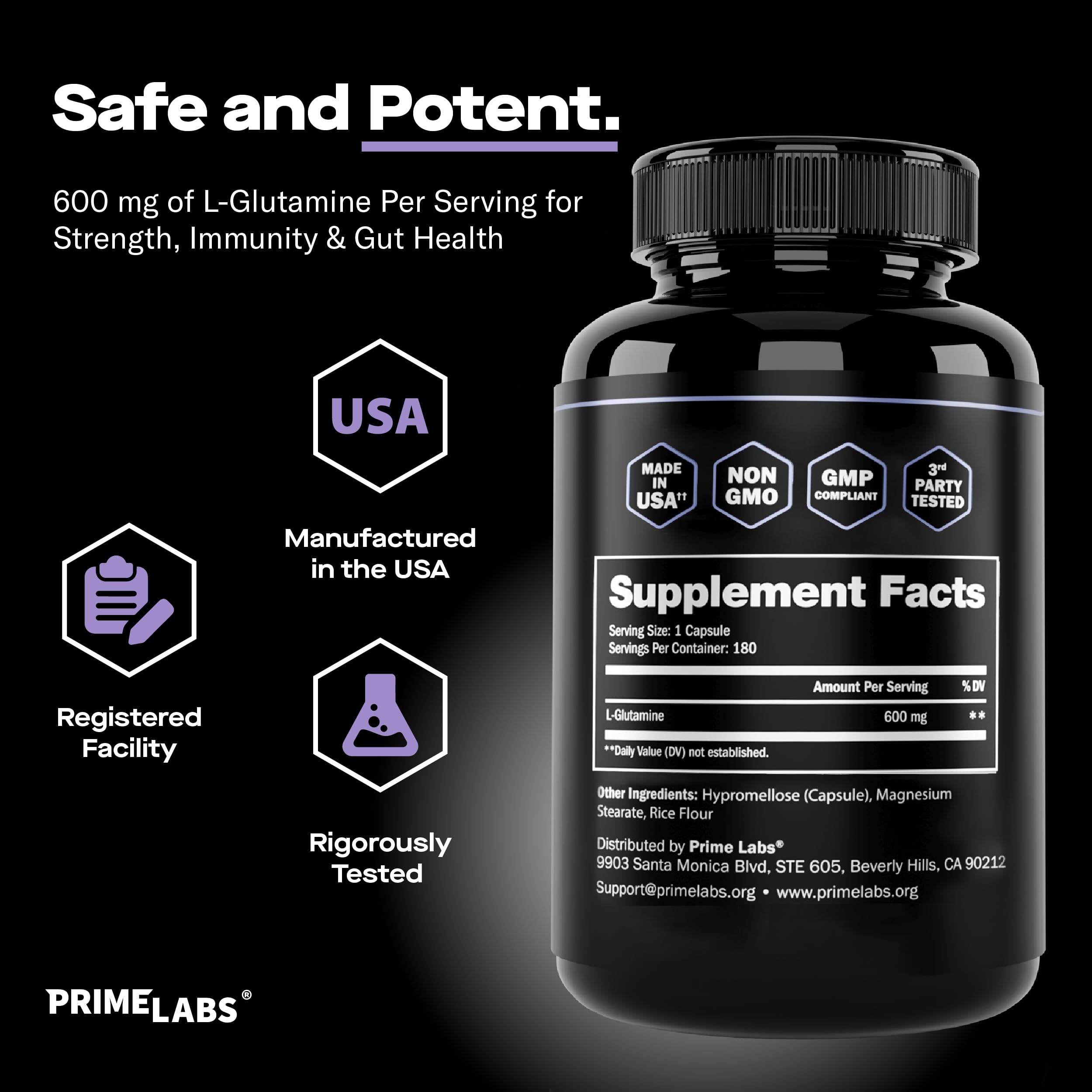 Prime Labs L-Glutamine Capsules 600 Mg for Men & Women — Amazon image 5