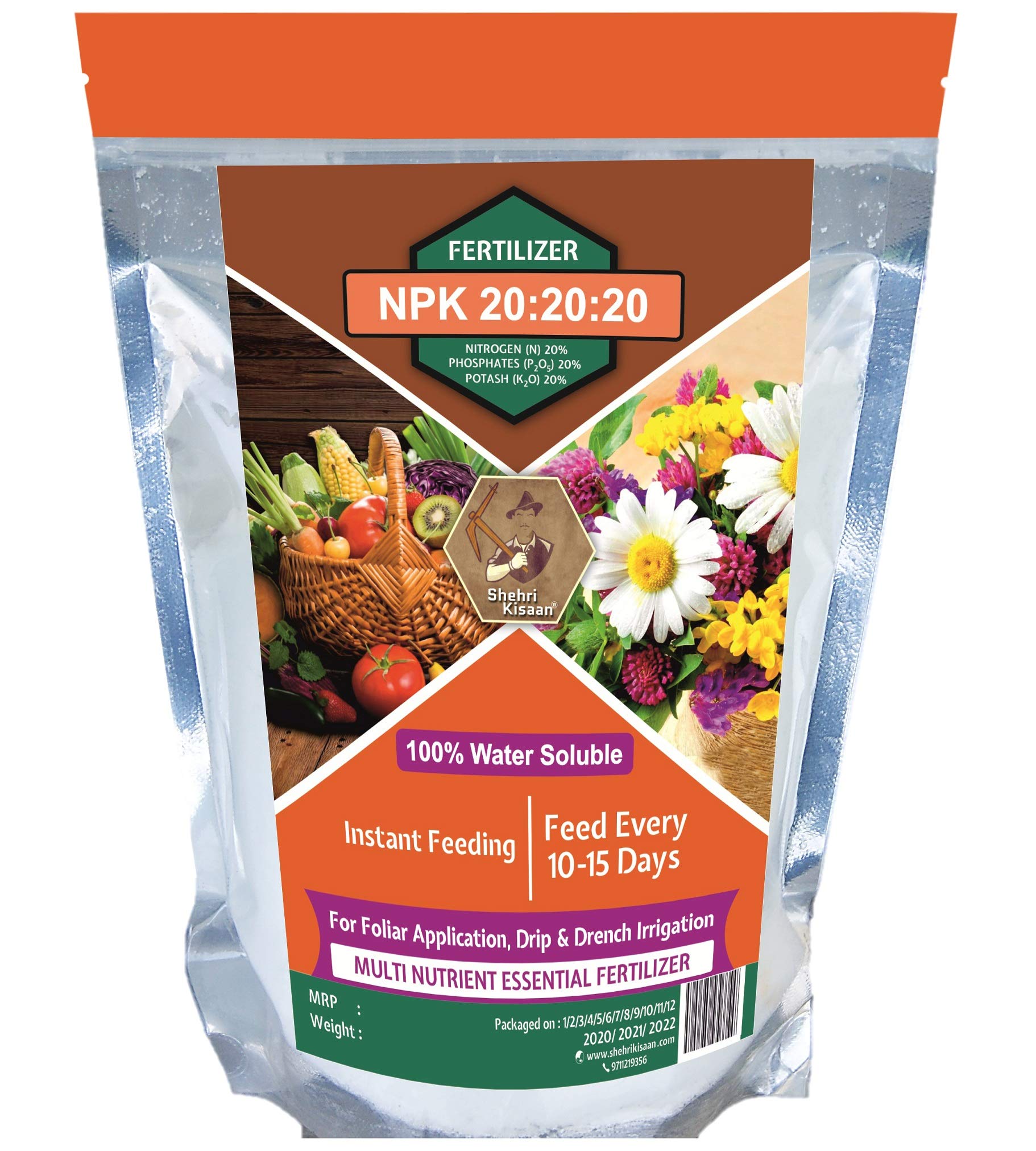 Buy Shehri Kisaan® NPK 202020 Water Soluble Fertilizer for Plants