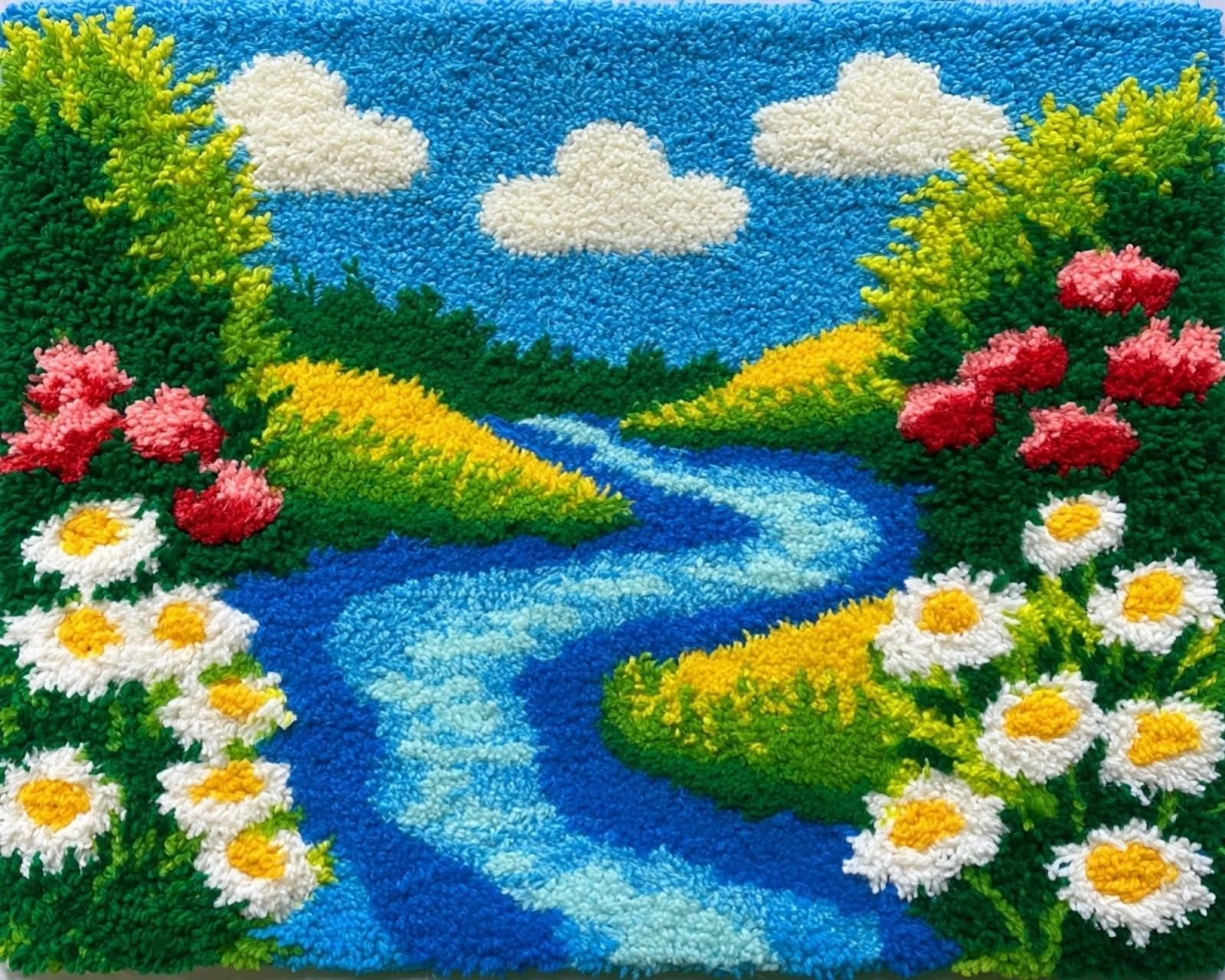 Wallphantom Latch Hook Kits for Adults,Stream Daisies