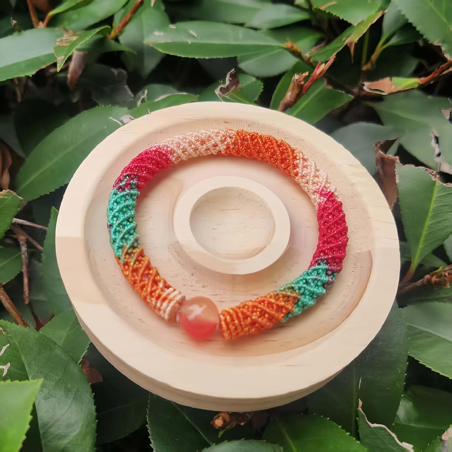 Unique Macrame Bracelet for Women, Elastic Stretch Fit, Galaxy Dyed Thread - Image 5