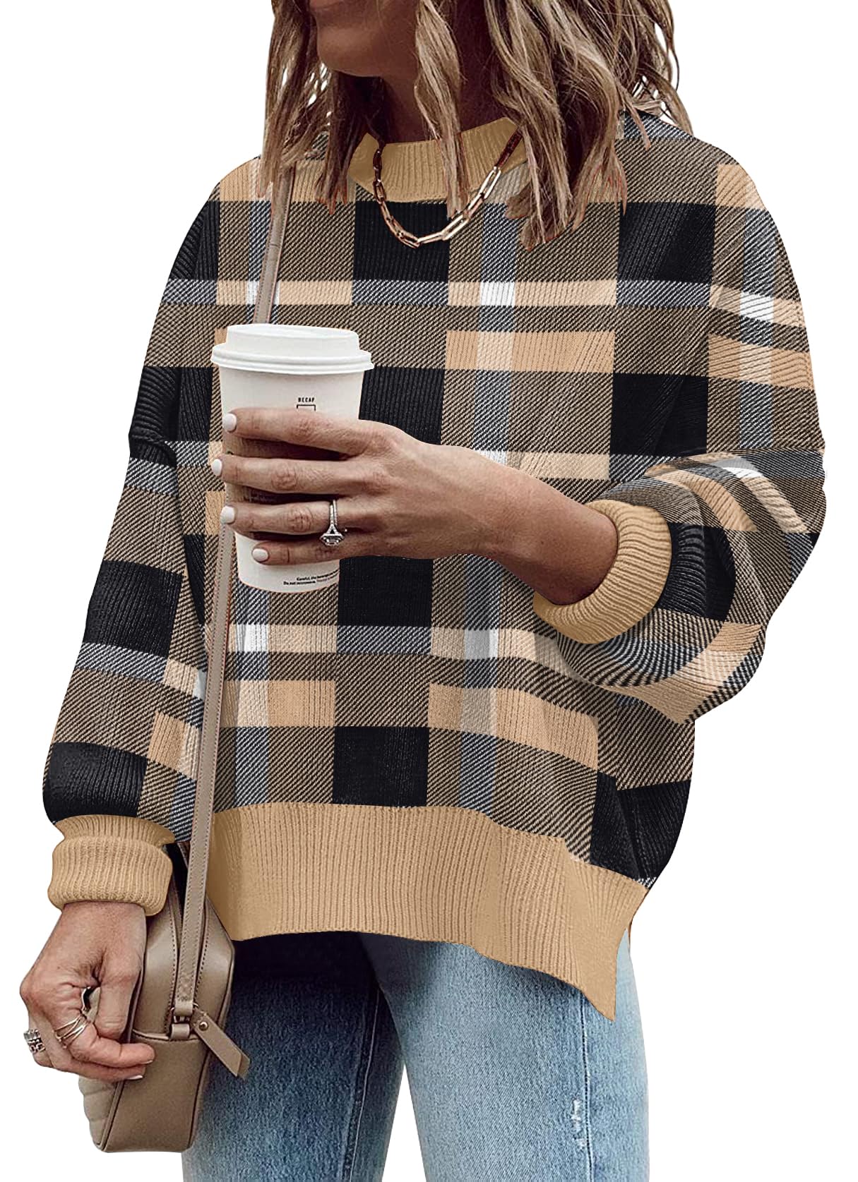 Womens Oversized Sweaters Fall 2026 Fashion Clothes Colorblock Knit Tops