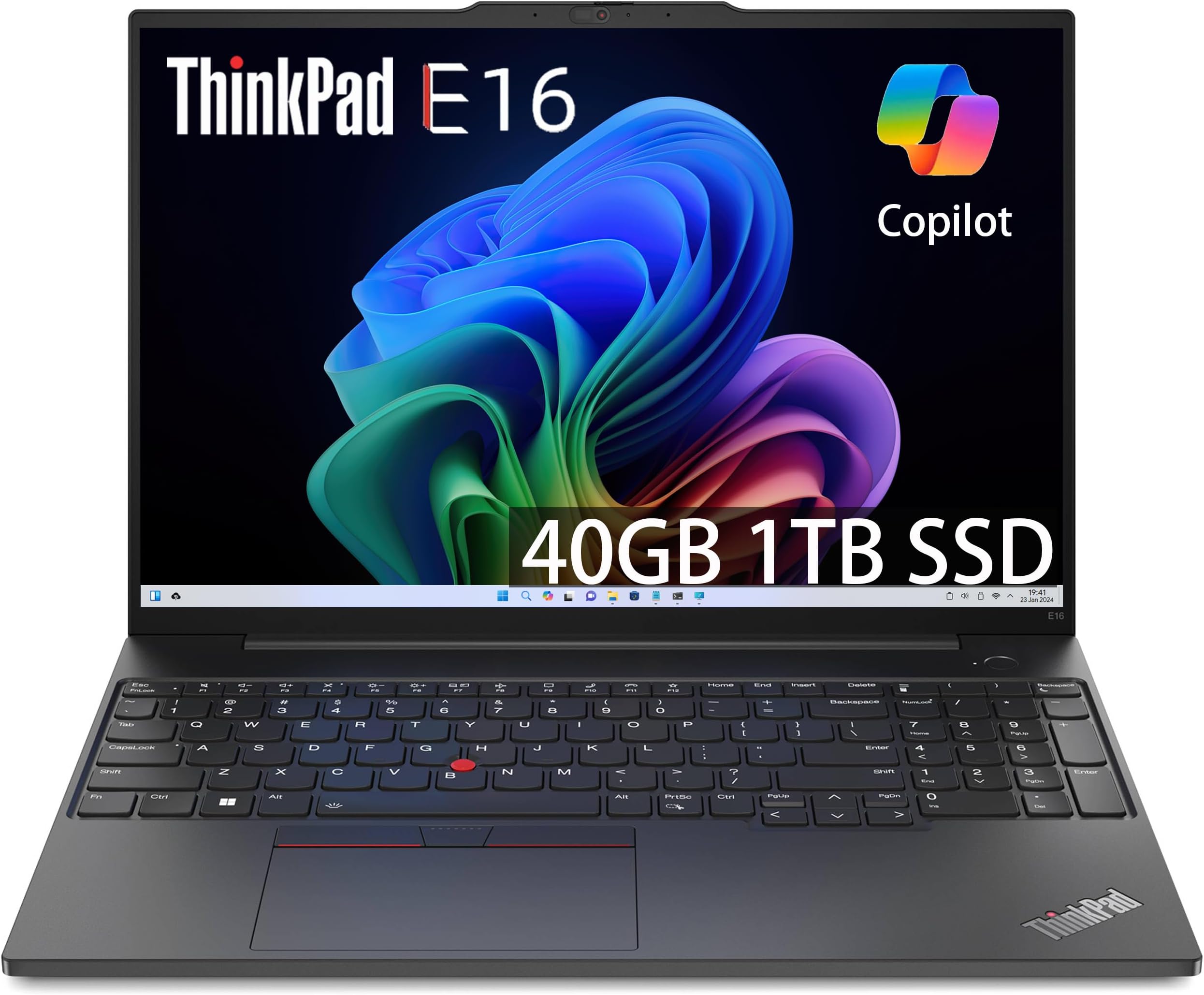 Lenovo ThinkPad E16 Business Laptop (16" FHD+ Display, AMD Ryzen 5 7530U (> i7-1165G7), 40GB RAM, 1TB SSD, Fingerprint, Backlight, FHD Webcam, WiFi 6