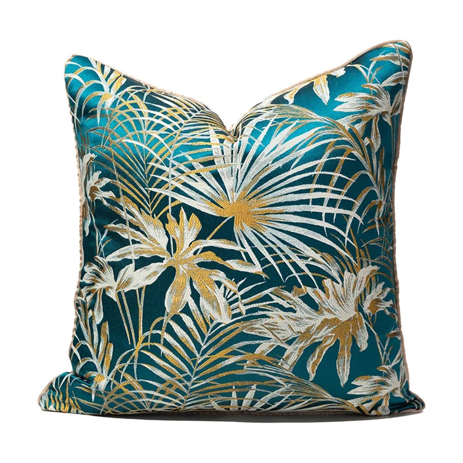 Fgujsur Color03 Cushion Covers Design Luxury Sofa Cushion Cover Blue Lotus Leaf Pattern Pillow For Home Hotel Bedroom Decoration(,45X45cm)