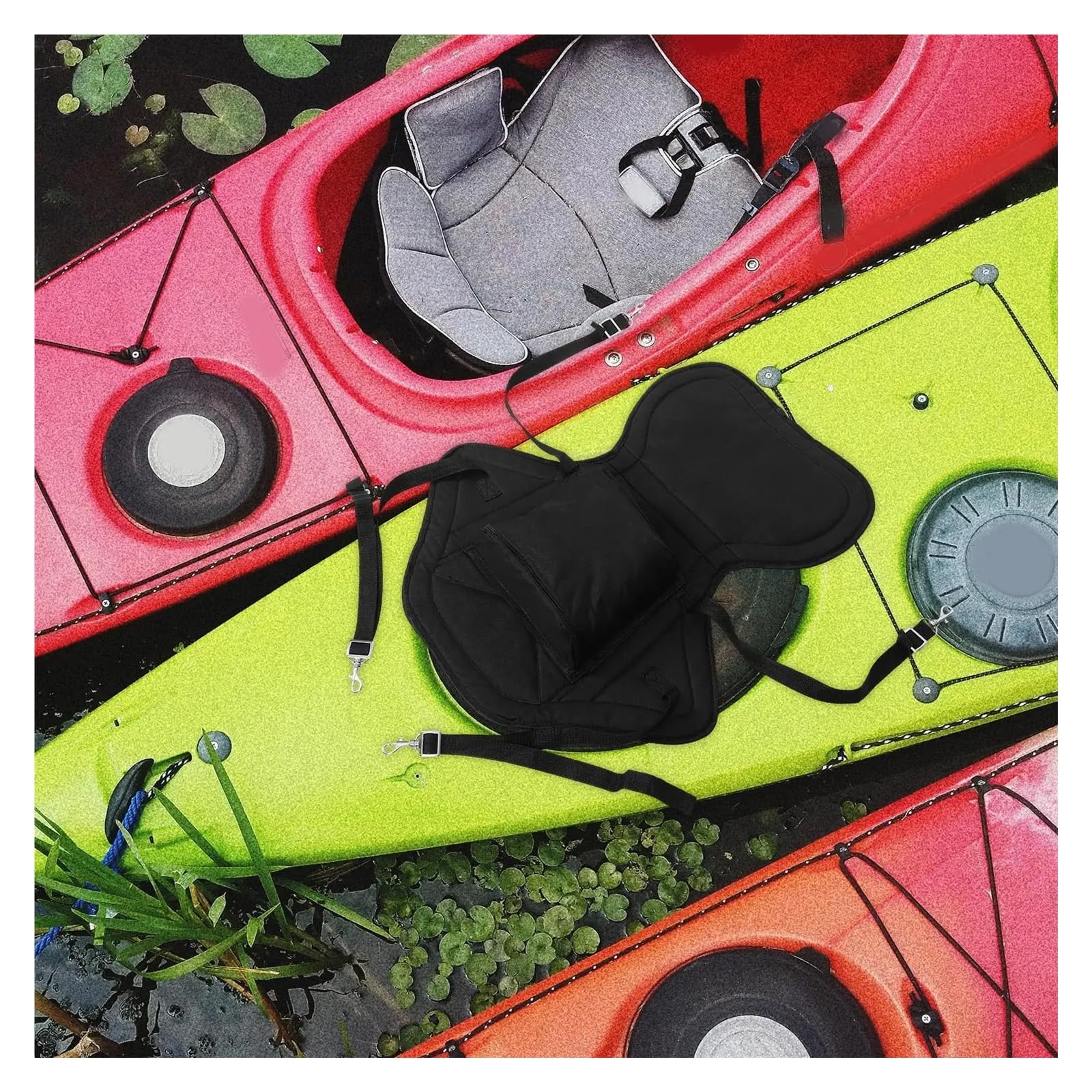 Bootssitz Kajak Sitzkissen Fischerboot Rückenlehne Gel Rudern Schwarz Oxford Tuch Kanu Unterstützung Pad