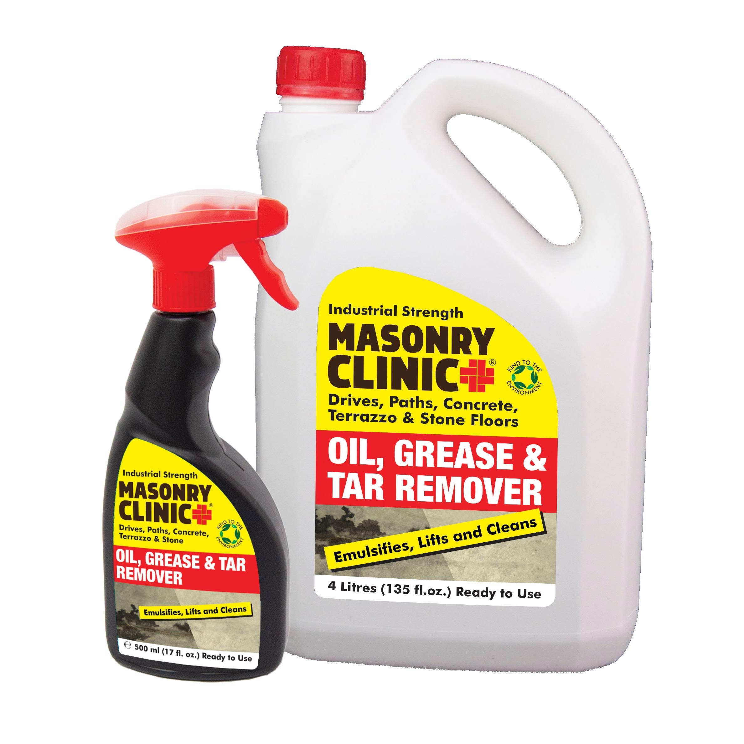 500 ml przemysłowy środek do usuwania oleju, tłuszczu i smoły firmy Masonry Clinic - Usuwa olej, tłuszcz, smołę, brud i olej napędowy, do stosowania na podjazdach, ścieżkach, betonie, terrazzo i podłogach kamiennych - wyprodukowano w Wielkiej Brytanii