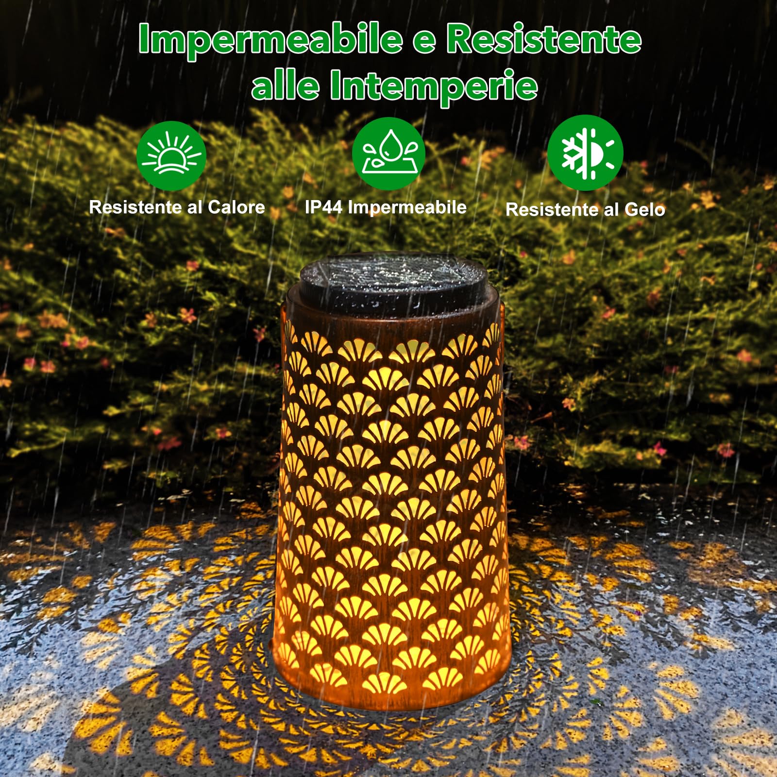OUSFOT Lanterne Solari da Esterno 2 Pezzi, Due Modalità di Illuminazione Lanterne Solari da Giardino, Impermeabile Luci solare per Terrazza, Patio, Tavolo, Festa, Decorazione Orientale della Casa