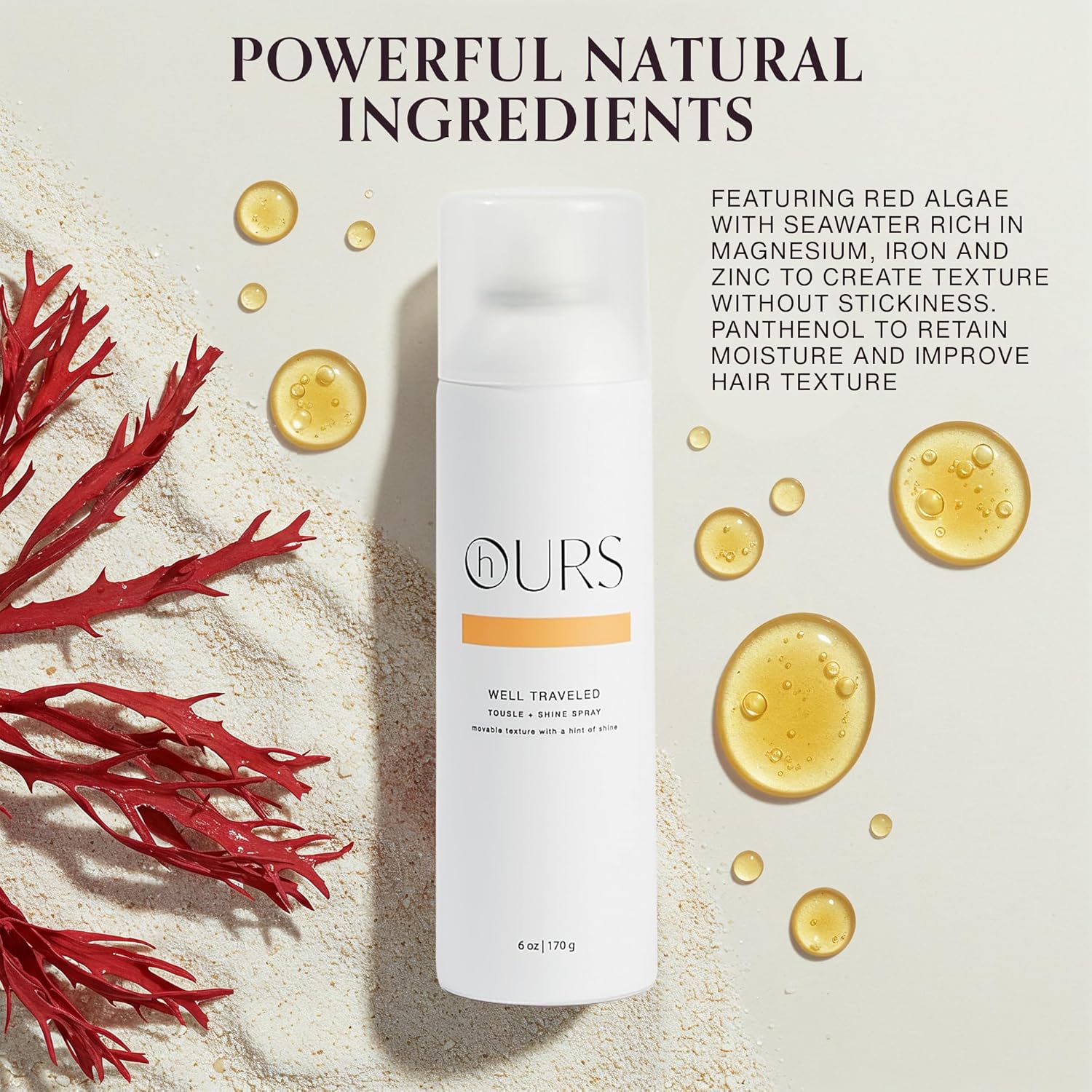 Well Traveled Tousle + Shine Spray | Professional Texture w/Red Algae & Sea Minerals for Glossy Dimension | Sulfate & Mineral Oil Free | Hair Styling Product for All Hair Types | 6 oz