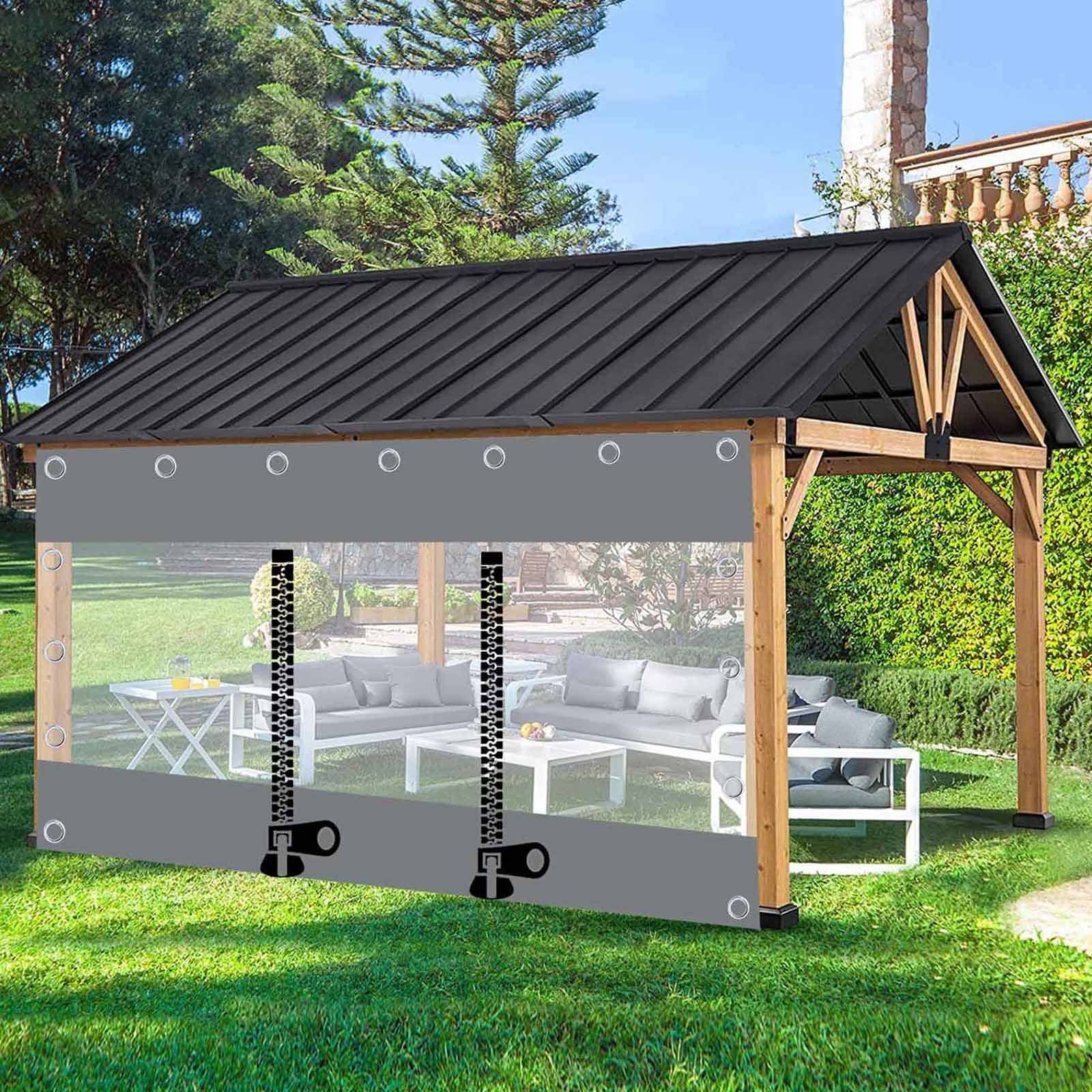 Telone in PVC con Cerniera,telo copertura pergolato,Tende Telone per Esterno con Porta Cerniera,Tende per Gazebo Laterali 0,5 mm for Il Patio con Occhielli,Pieghevole ( Size : H2.6xW10m/H8.5xW32.8ft