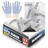 16 Pcs 80mil (2mm) 17 sqft(1.6 sqm) Car Sound Deadening Mat,Butyl Automotive Sound Deadener,Noise Insulation and Vibration Dampening Material with Silicone Bumps Gloves