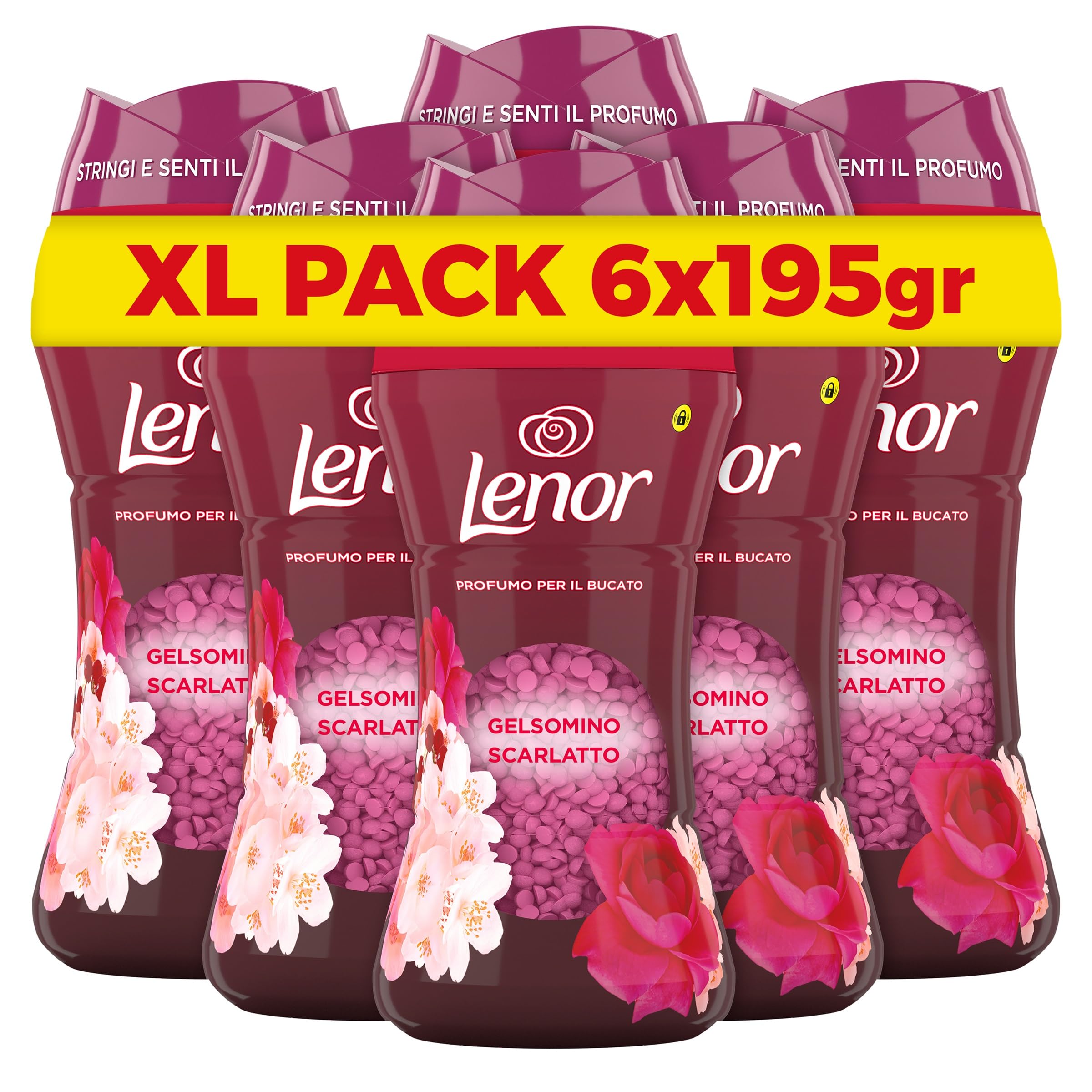 Lenor Scent Laundry Washing Machine Scarlet Jasmine, Maxi Size 6 x 195 g