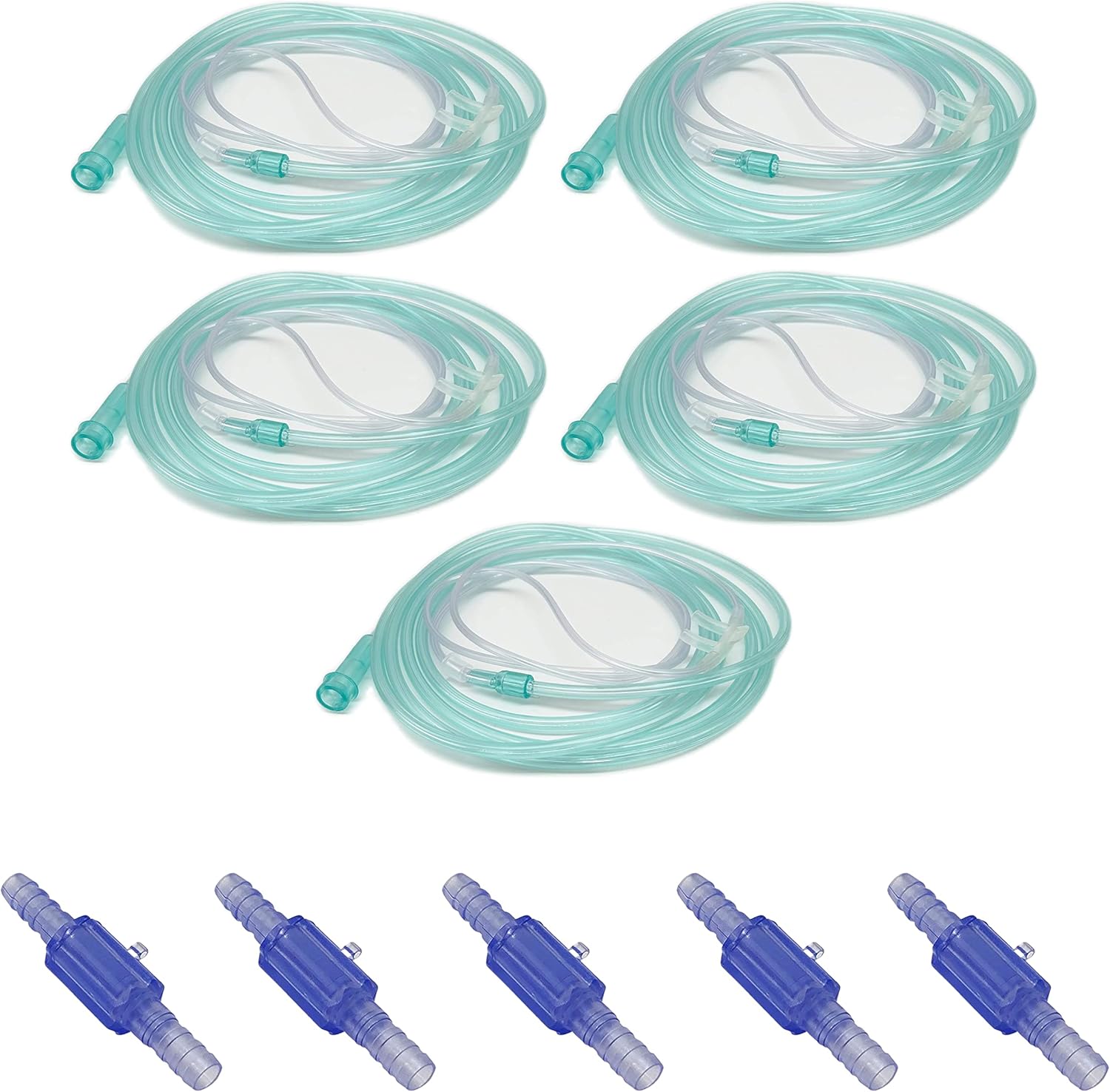 10Piece Adult Nasal Cannula Set 7ft Oxygen Tubing with