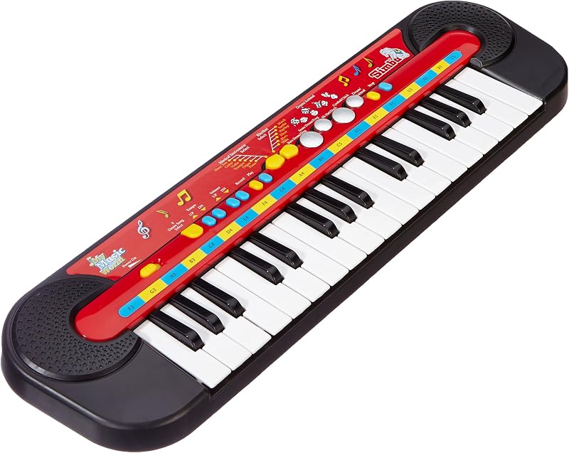 Music World Keyboard - Teclado electrónico para niños con múltiples sonidos y ritmos, juguete musical con canciones de demostración y micrófono, aprendizaje de piano para niños a partir de 3 años