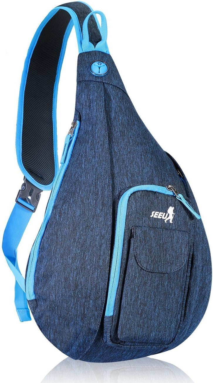 Sling Bag For Men, Large Sling Backpack with Shoe Pocket, 32 Liter Multic Pocket Lightweight Shoulder Crossbody Backpack Gym Backpack (Blue02)