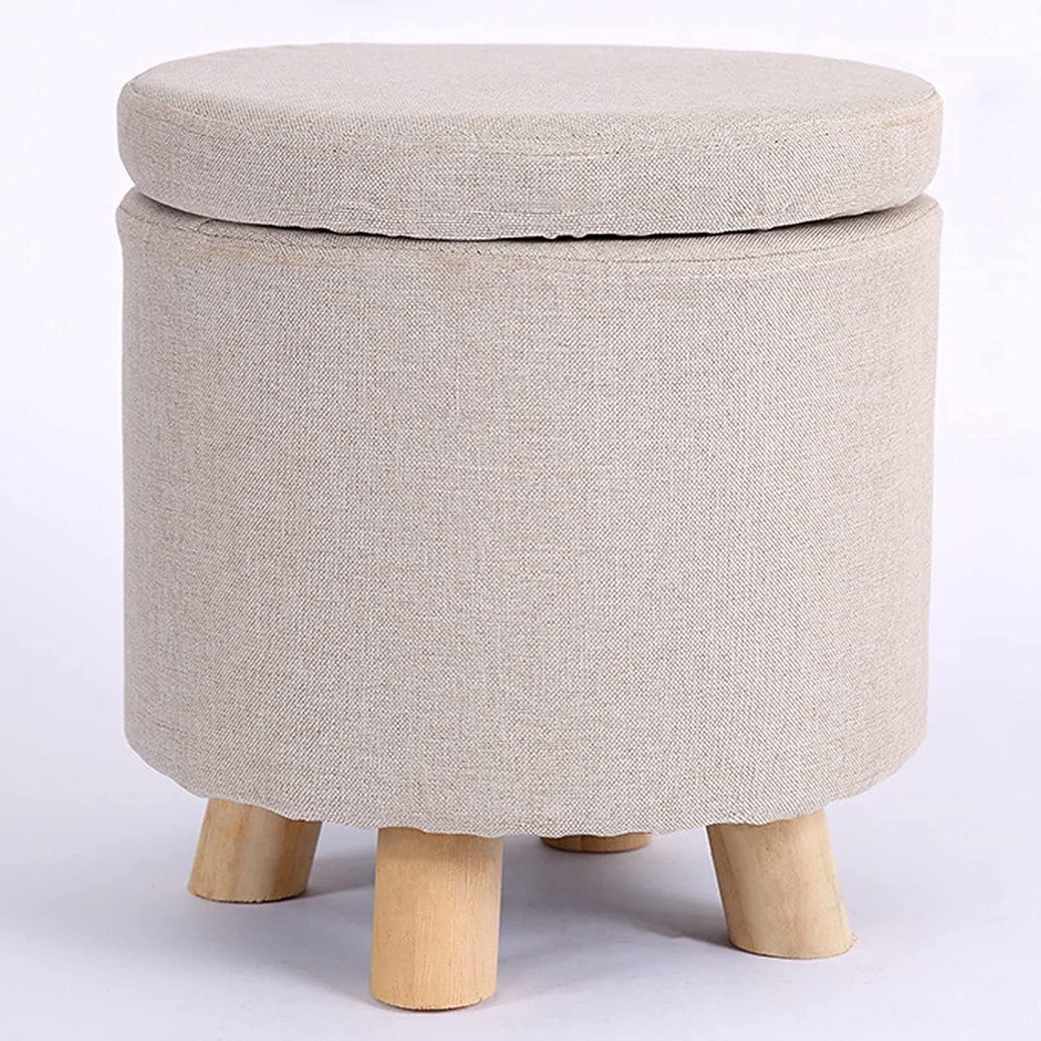 Tabouret à langer et coffre de rangement bas en lin avec repose-pieds