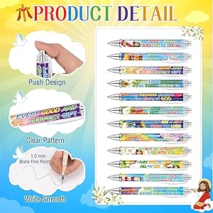 Dispowreath 48 Pcs Bible Verse Ballpoint Pens Christian Pens Bulk Inspirational Quotes Pens Retractable 1.0 mm Black Religious Ink Pens Smooth Writing Pen for Church Sunday School Office Supplies Gift