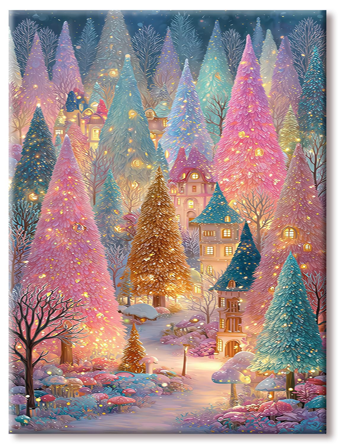 Diamond Painting Erwachsene 30x40cm 5D Diamant Painting Bilder Kreativ Set für Erwachsene DIY Diamond-Painting Mosaik Bastelset Geeignet Als Geschenk zur Entspannung und Wanddeko (Bunte Baumdorf)
