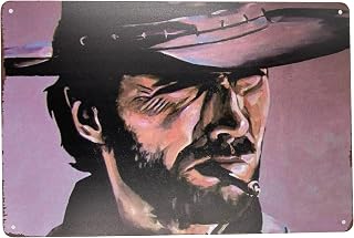 Forever_USA Tin Metal Wall Sign | Clint Eastwood Hollywood Actor Portrait 8 x 12 in. | Art Poster Plaque Decoration for Home Bar Room Garage Man Cave | Western Movies (Set of 1)