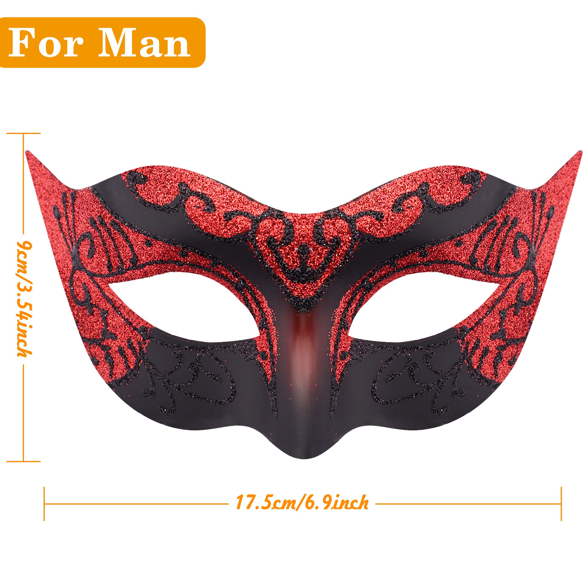 SIQUK 2 sztuki para maska wenecka maskarada maska maska maskaradowa maskaradowa maskaradowa dla kobiet, mężczyzn, oczu, na Halloween, karnawałowa maskarada, czarna i czerwona