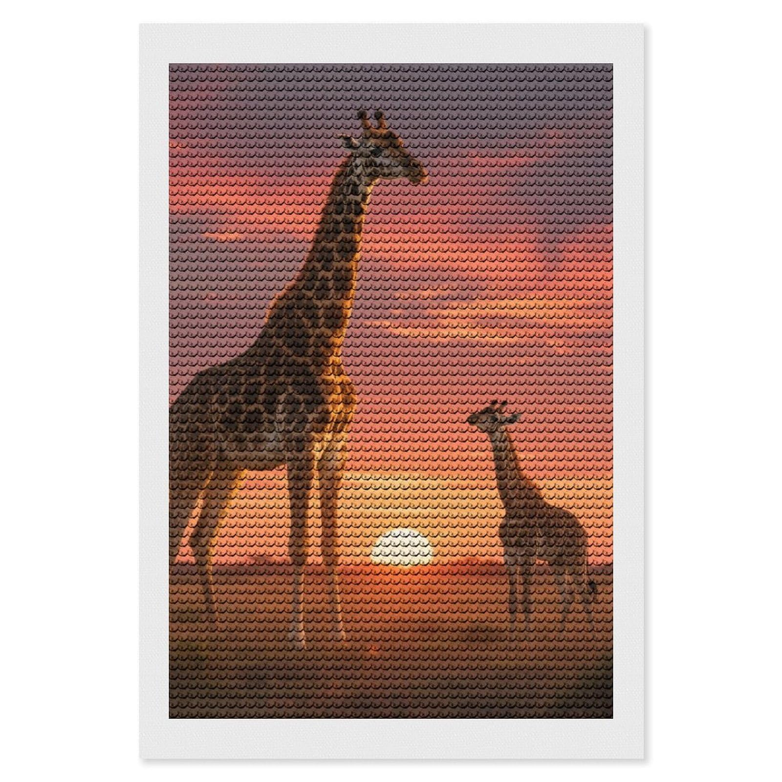 DWVTSLH Deer Giraffe Diamond Painting Kits for Adults, Personalized Diamond Photo Art Full Drill, DIY 5D Diamond Art Painting Kits for Beginners, Home Wall Decor 8"x12"