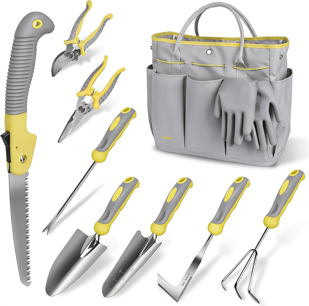 10Pcs Heavy Duty Stainless Steel Garden Hand Tools Set for Planting | Rust-Proof & Ergonomic Handle, Includes Durable Storage Bag, Gloves & Gift Box, Ideal Gardening Gifts for Women Men