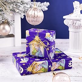 WRAPAHOLIC 30 Inch Jumbo Christmas Wrapping Paper - 30 Inch x 100 Feet Jumbo Roll Blue Little Angel Wrapping Paper for Christmas, Holiday, Party Celebration