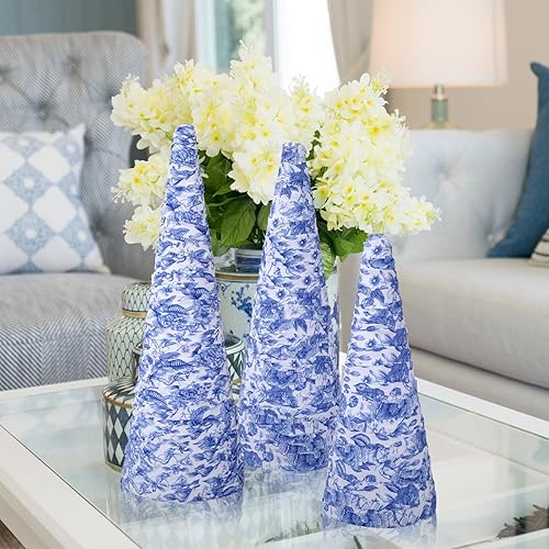 Miniatura 5 de Ceenna 3 piezas de árboles de cono del día de San Patricio, conos de terciopelo verde, árbol de trébol, árbol de San Patricio, decoración de árbol