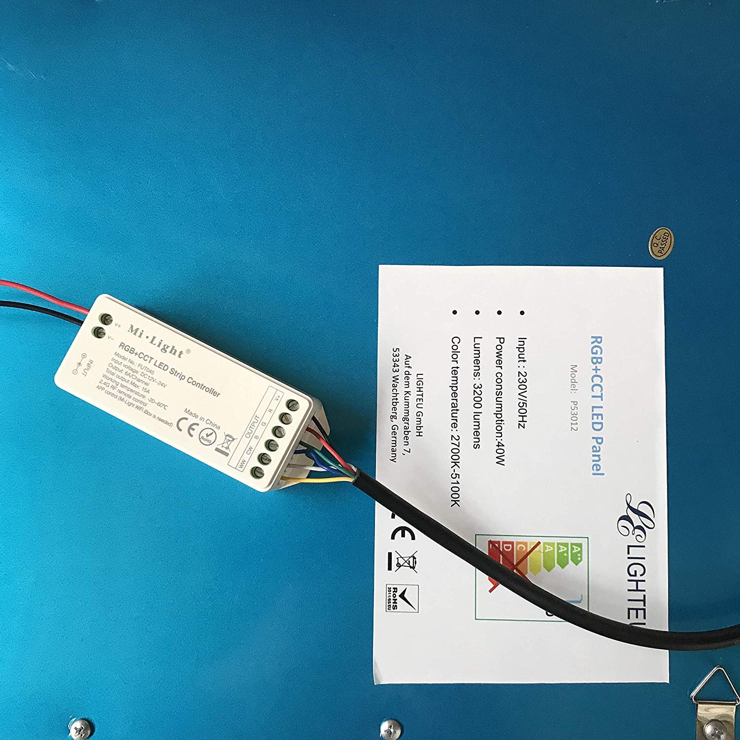 LIGHTEU®, RGB+CCT LED Panel 120x30cm 36W 24V RGB+2700-6000K Farbe und Farbtemperatur verstellbar mit Netzteil Milight 4-zone Fernbedienung FUT092 und Empfänger FUT045, deckenleuchte