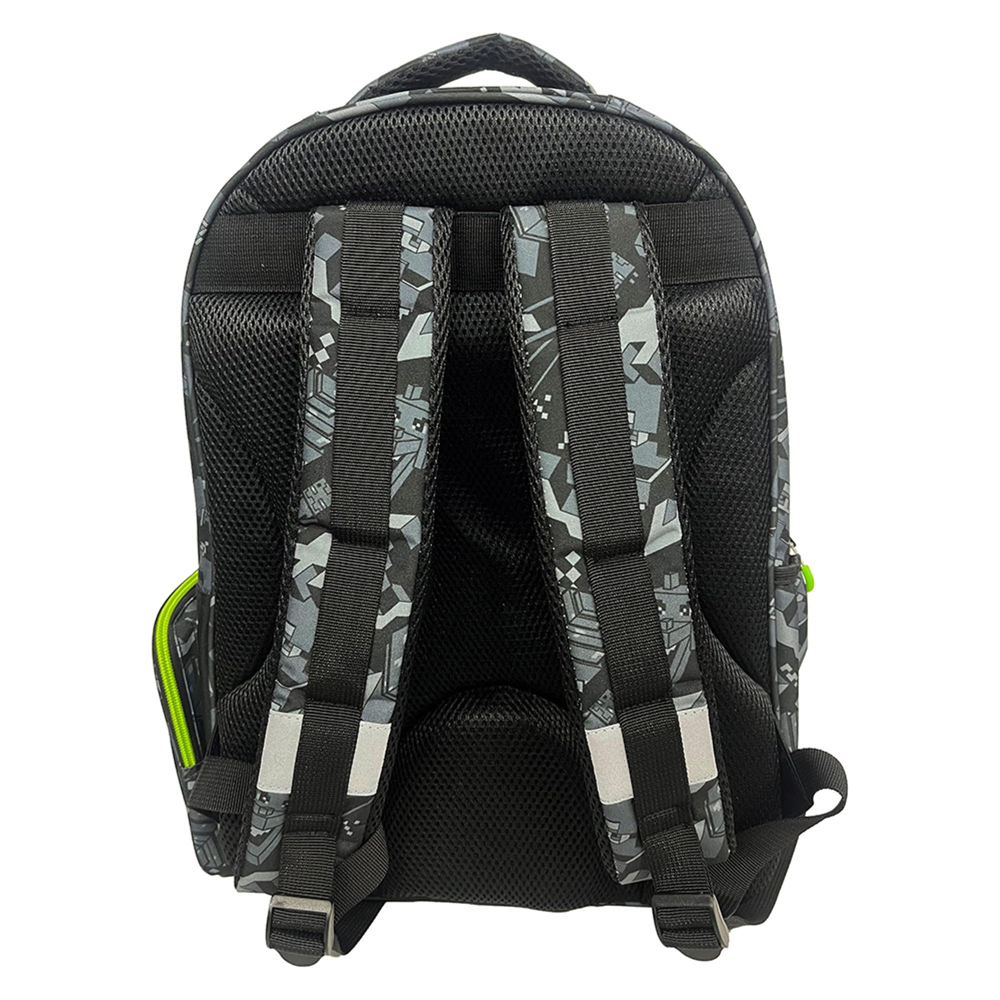 Zaino Scuola compatibile con Minecraft Tondo 3 Scomparti zip per bambini primaria media + astuccio ovale zip + Diario scolastico F.to Standard 18x14 cm