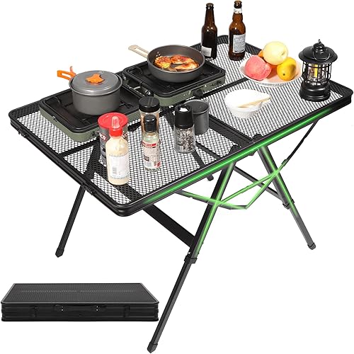 Miniatura 56 de REDCAMP Mesa plegable de 36 x 24 pulgadas para exteriores, mesa de parrilla ligera y portátil de aluminio de metal para exteriores con patas de Negro