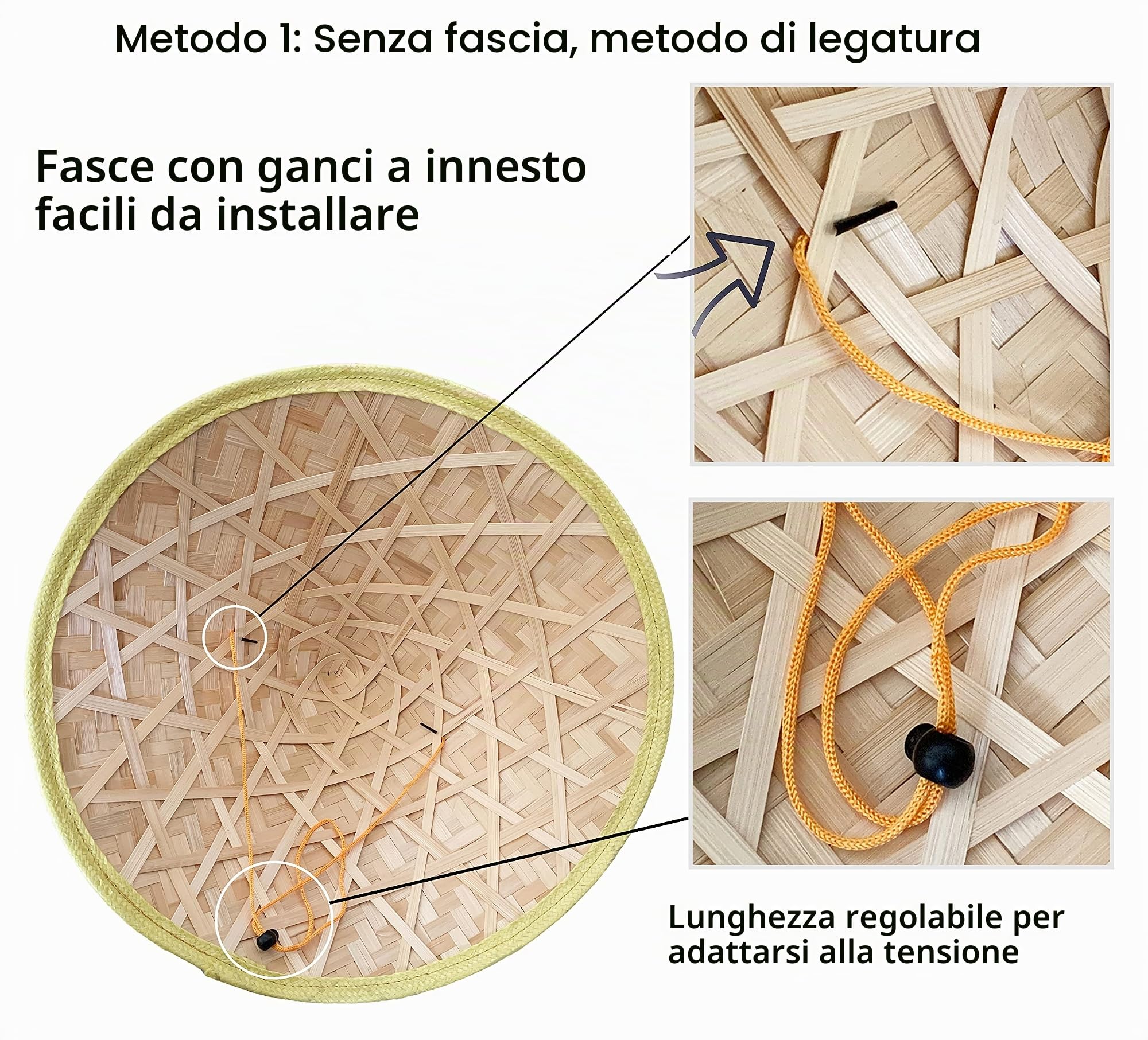 Zhou-long Set di 2 cappelli da pesca tradizionali cinesi in bambù per adulti Beige riso, beige, Taglia L