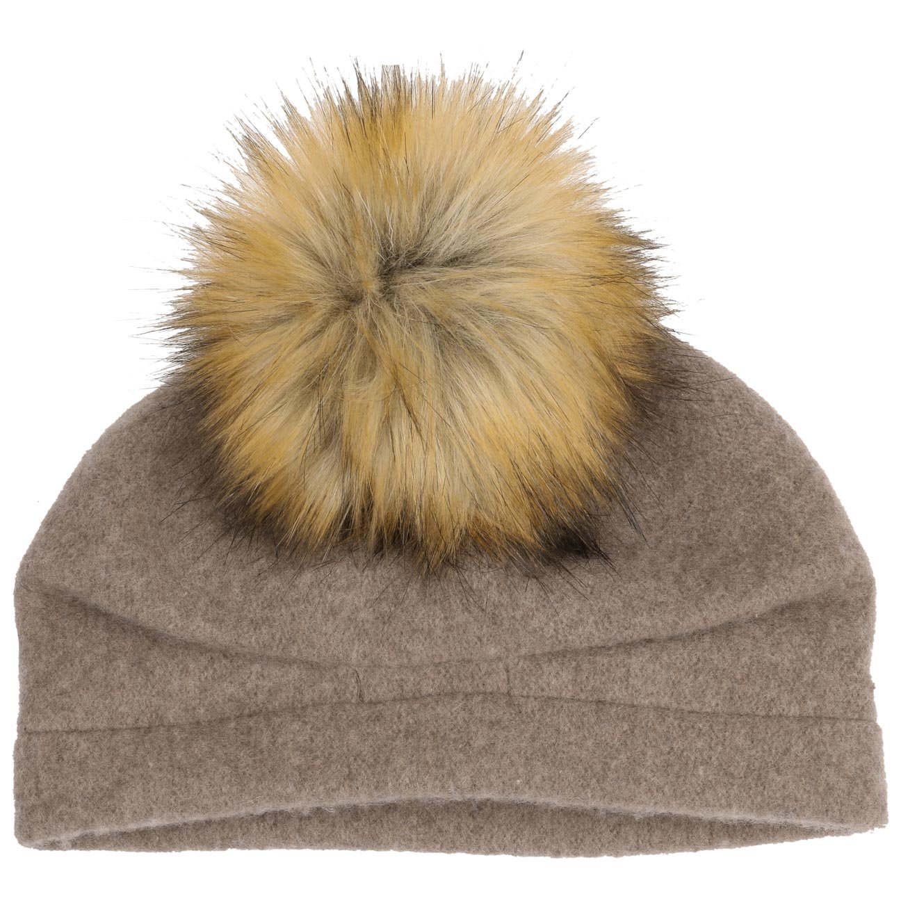 Seeberger Berretto Lana Follata Tamisa Pompon Beanie Taglia Unica - Beige Scuro