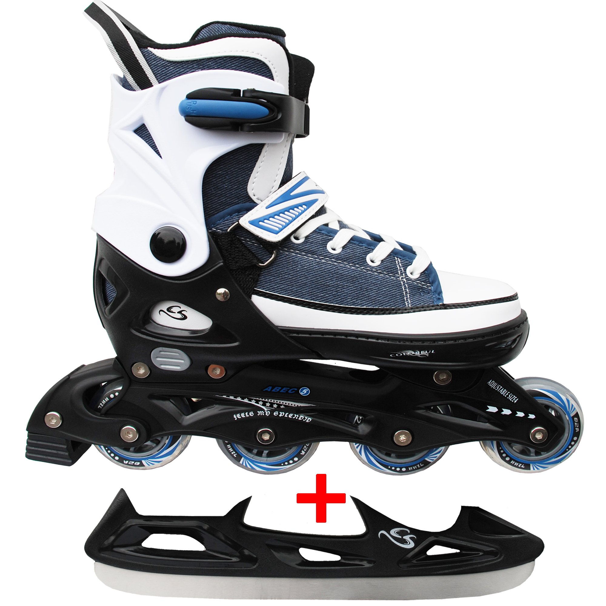 SMJ Sport Kinder Inlineskates 2IN1 – Verstellbar, ABEC-7, Mit Eislauf-Sohle (Gr. 26-29, 30-33, 34-37, 38-41)