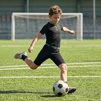 LANBAOSI Youth Boys' Compression Shorts Cool Dry Tights with Pocket 3 Pack