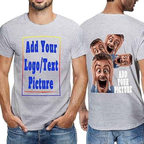 Vista 4 de Custom Personalized Men's Cotton T-Shirts Design Your Own Custom Prints