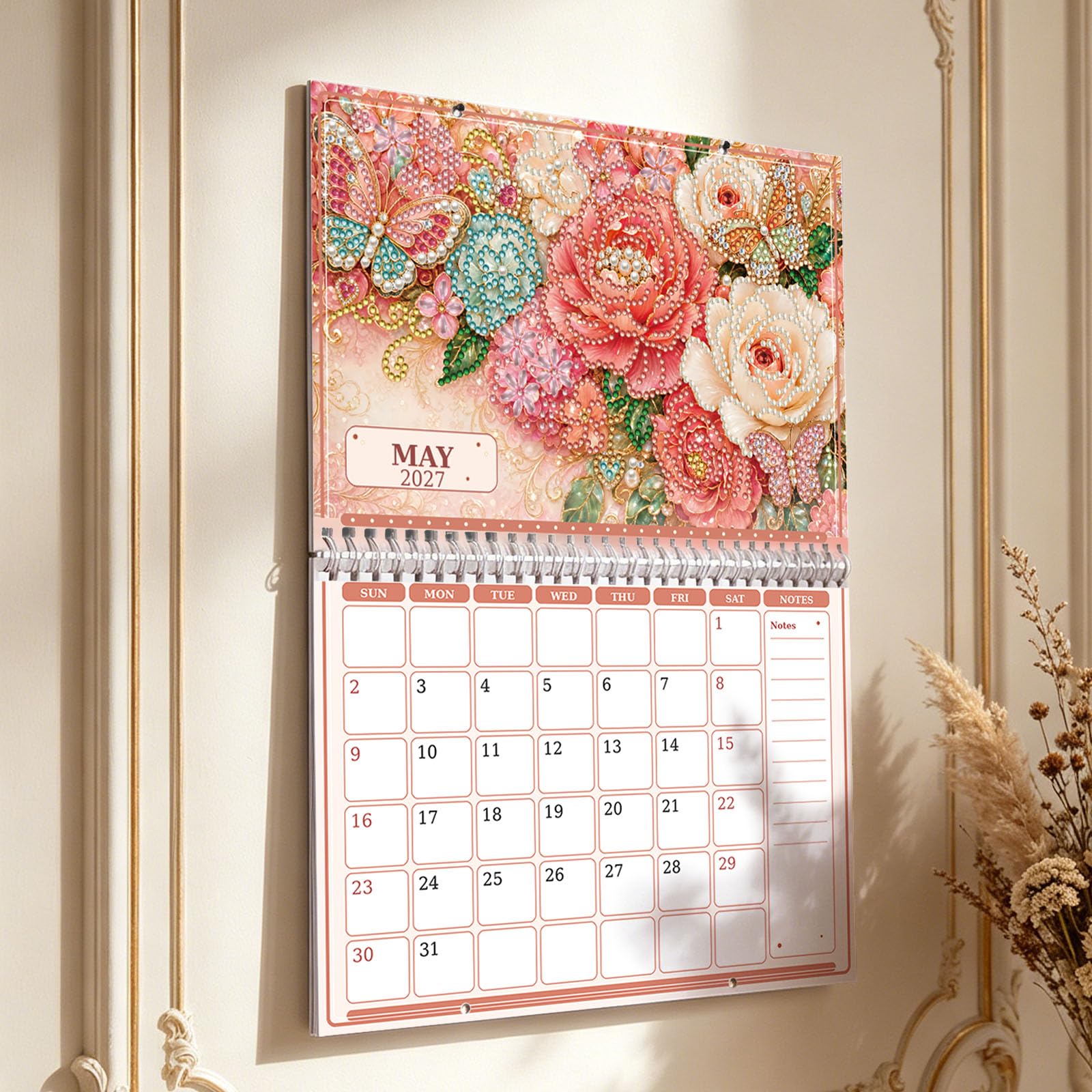 Calendrier Murale 2027 Fleur Diamant Calendrier Déco Murale