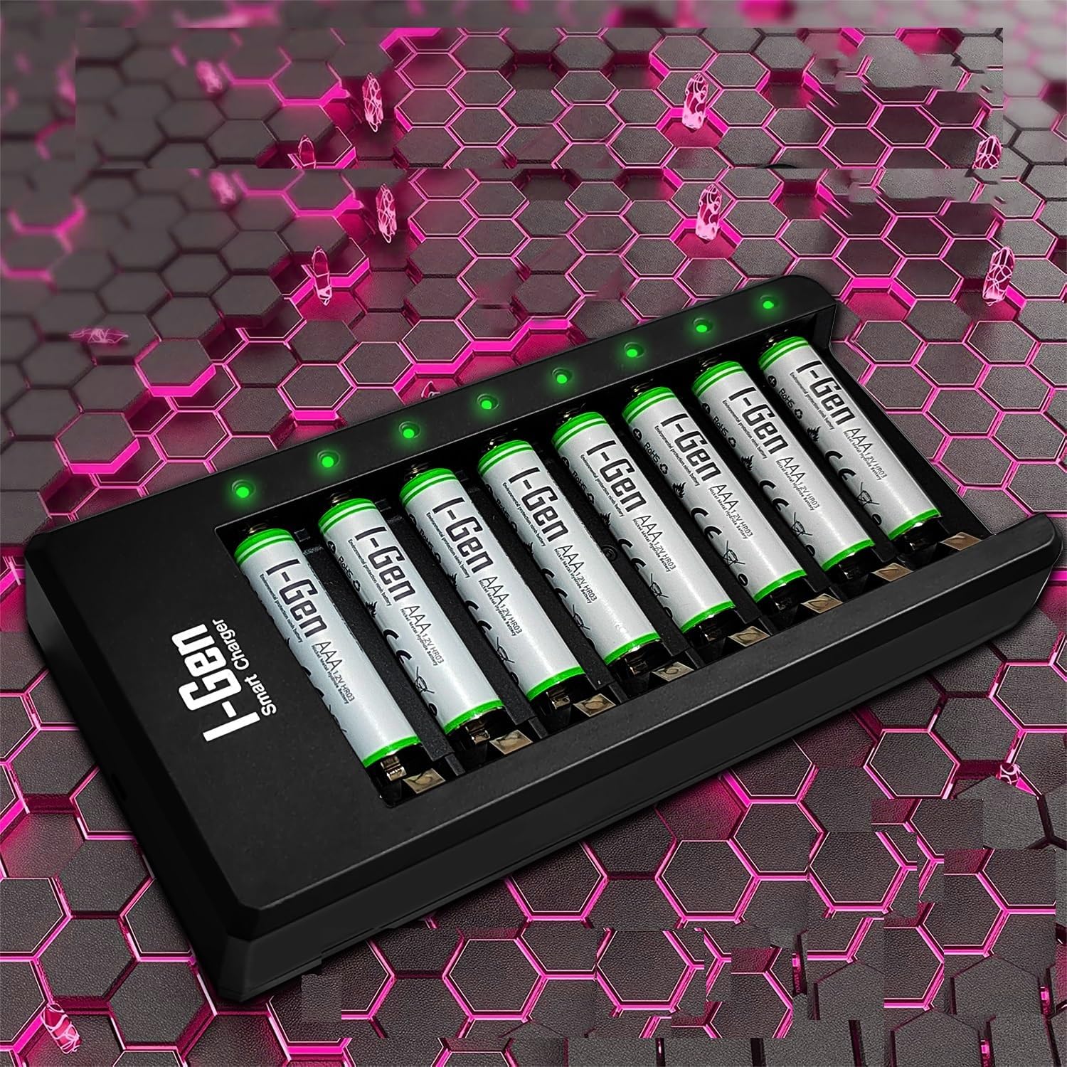I-Gen G890 8'li Pil Şarj Aleti + 8 Adet AAA 900 mAh Şarj Edilebilir AAA İnce Şarjlı Kalem Pilli Set 1.2V Ni-MH