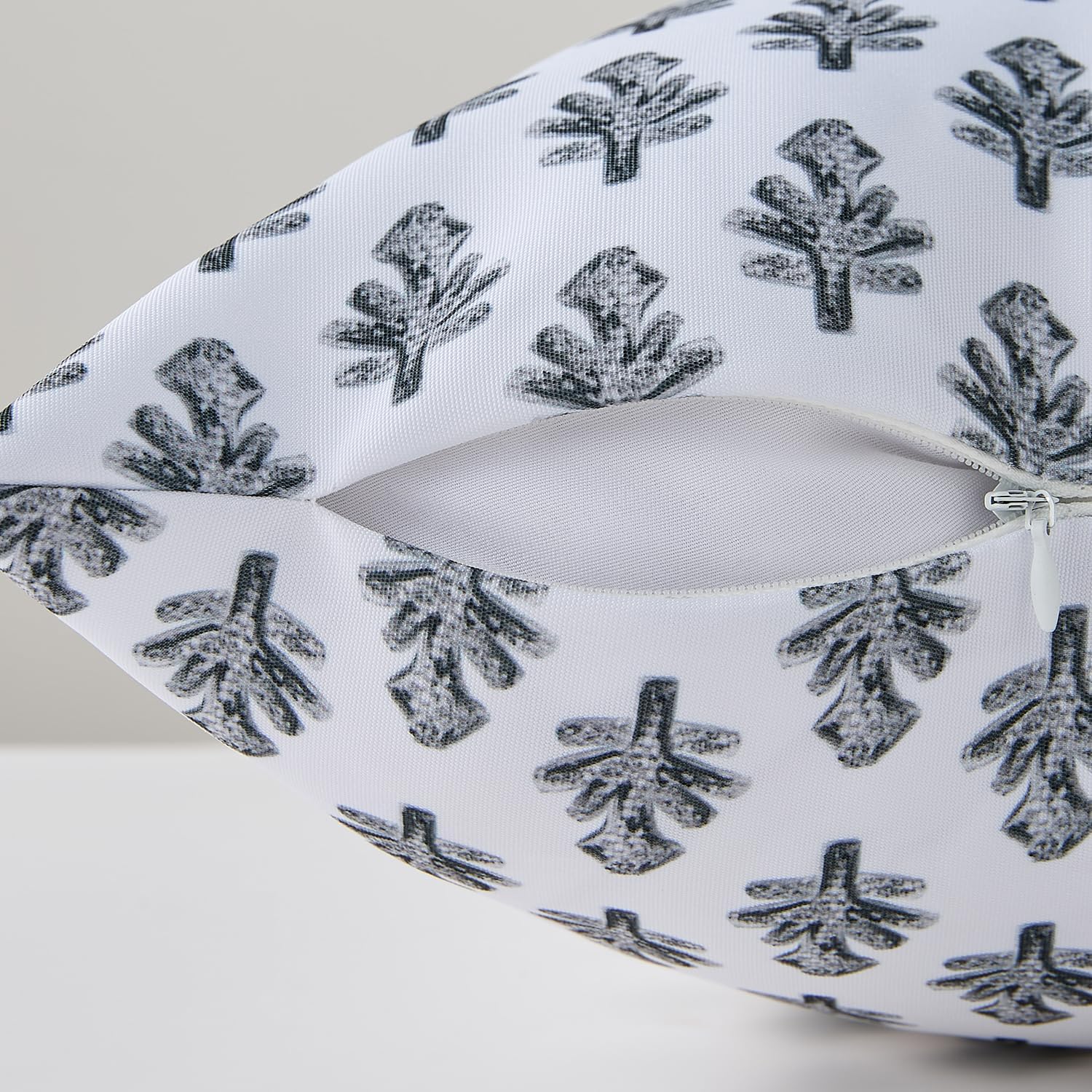 Outdoor Pillow Covers 18x18 Set of 2 Boho Black Floral Accent Print Decorative Throw Pillow Cases for Outdoor Waterproof Patio Furniture Garden Porch Sofa Bed Cushion Covers Home Decor JB005-A18