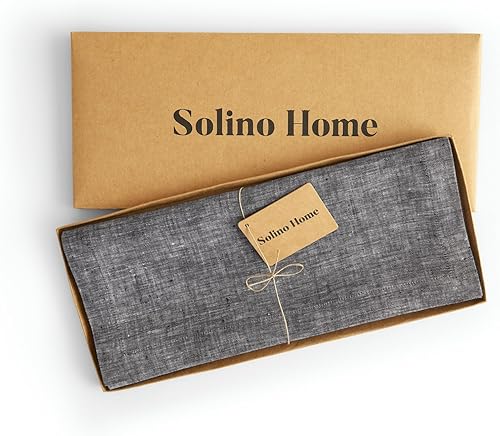 Miniatura 4 de Solino Home - Camino de mesa de lino, negro cambray, 14 x 60 pulgadas, Athena, para Acción de Gracias, Navidad, vacaciones, lavable a máquina y de