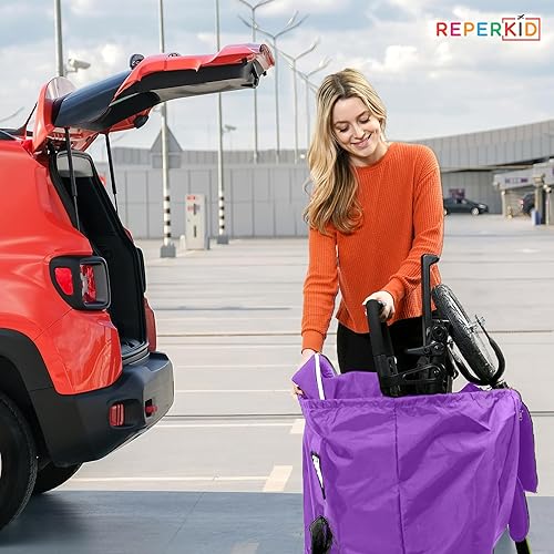 Vista 9 de reperkid Bolsa grande para cochecito para viajes en avión, azul, 47 pulgadas de alto x 24 pulgadas de ancho x 15 pulgadas de profundidad, se adapta