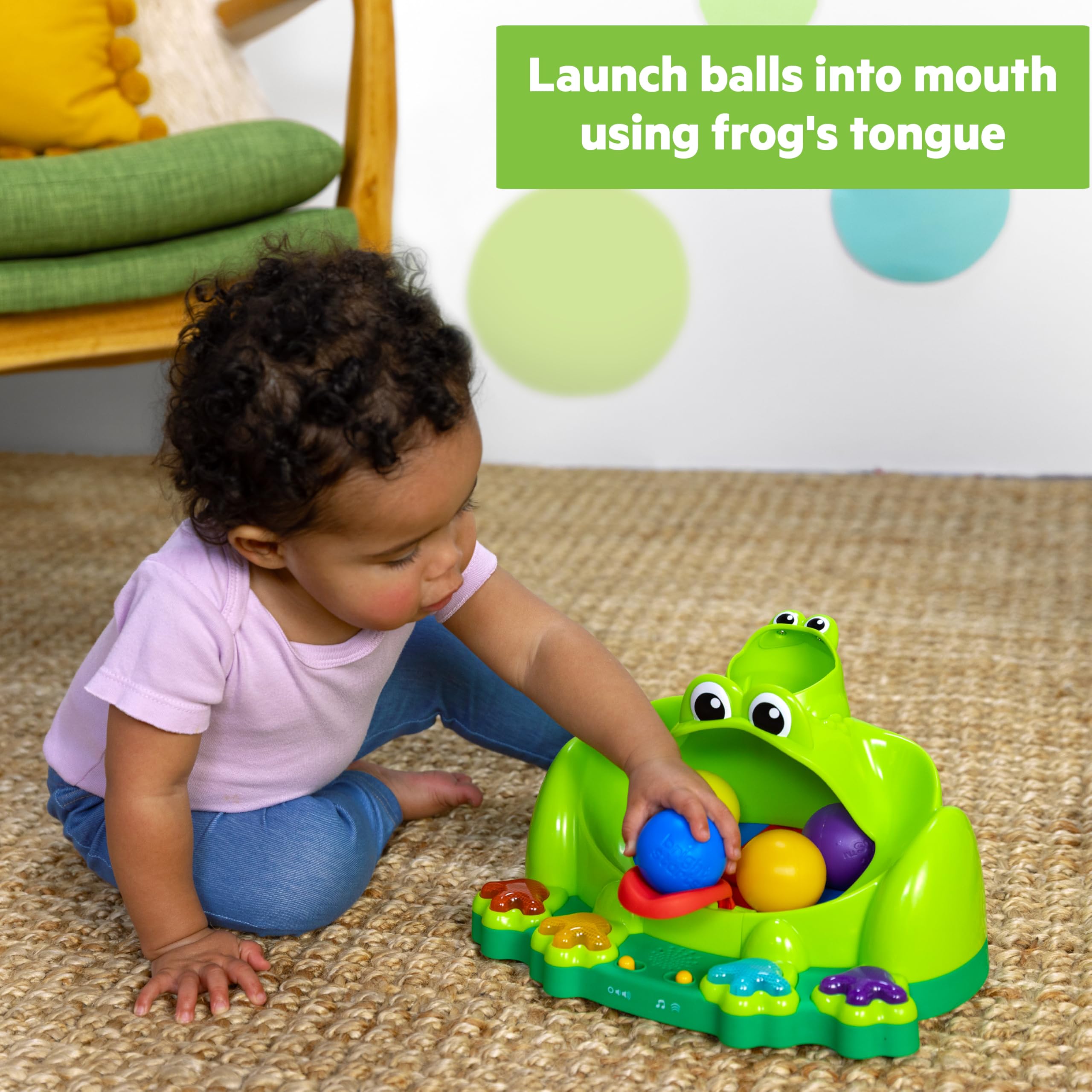 Bright Starts Poppin' Ball Frog Ball Play Toy, Launching, Bouncing & Ramp Racer Toy, Crawl and Chase, Unisex, 6 Months+ - Image 3