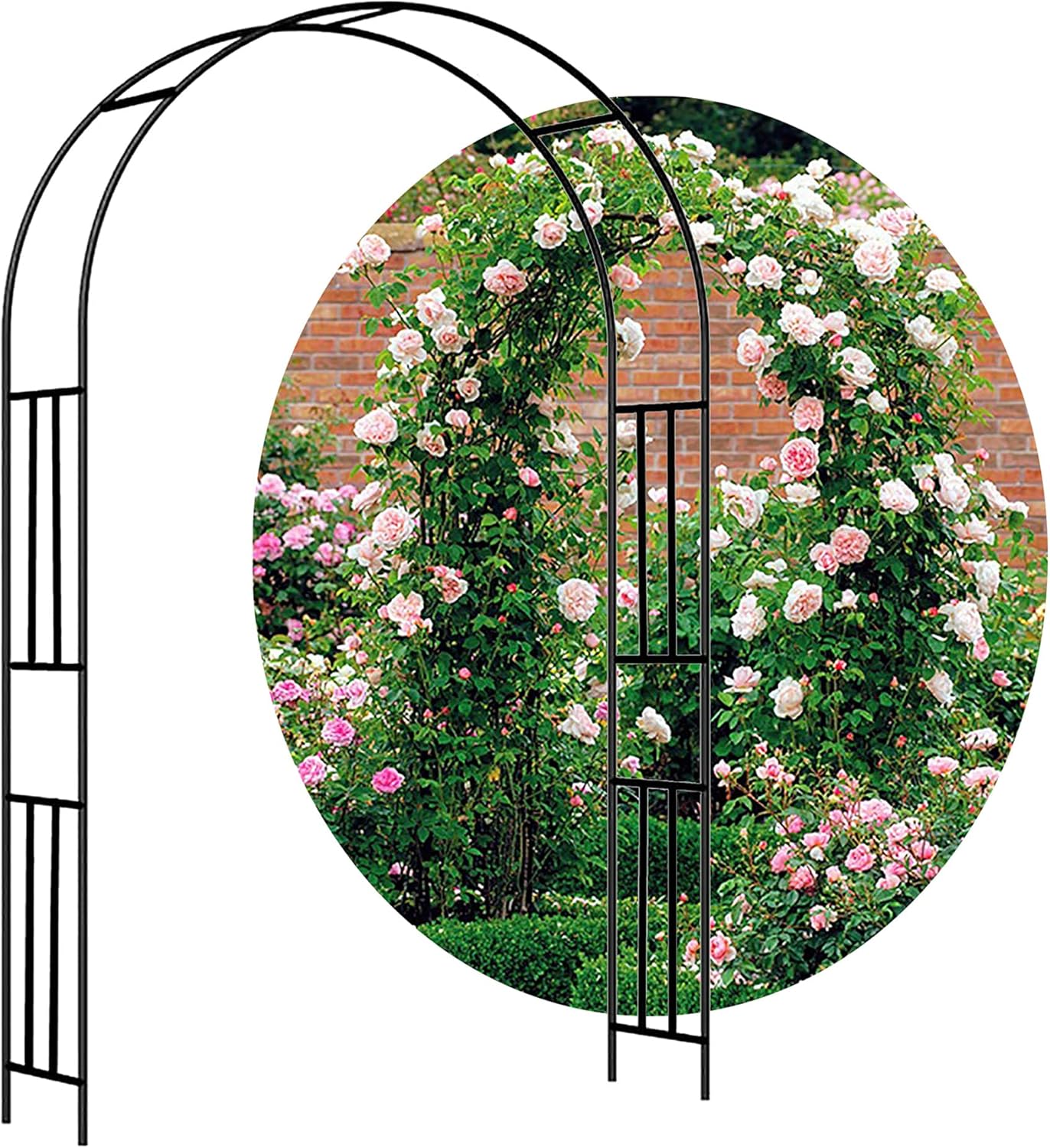 Arch Garden Arbors Metal Trellis,Arches Arbours for Climbing Plants, Outdoor Wedding Backyard Lawn Archway Frame Rose Arbor Party Decoration Black