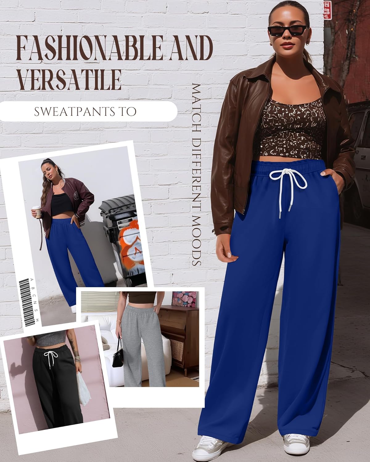 3 Pack Women's Plus Size Lounge Pants, Comfy Wide Leg Yoga Sweatpants, Baggy Workout Pajama Trouser