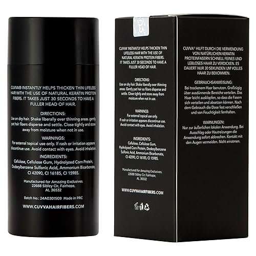 Miniatura 8 de Fibras capilares CUVVA para ocultar el adelgazamiento del cabello, Café Oscuro